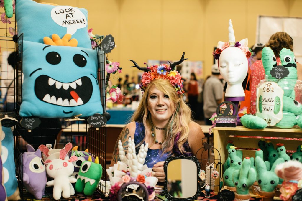 Handmade Kawaii Creations That Will Brighten Your World - Pixel Moon Studios, 'Moon Kittie' in booth at Arlingcon - Pixel Moon Studios