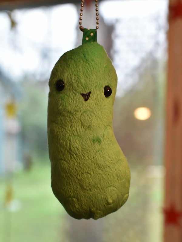 Pickle Keychain Buddy being Happy